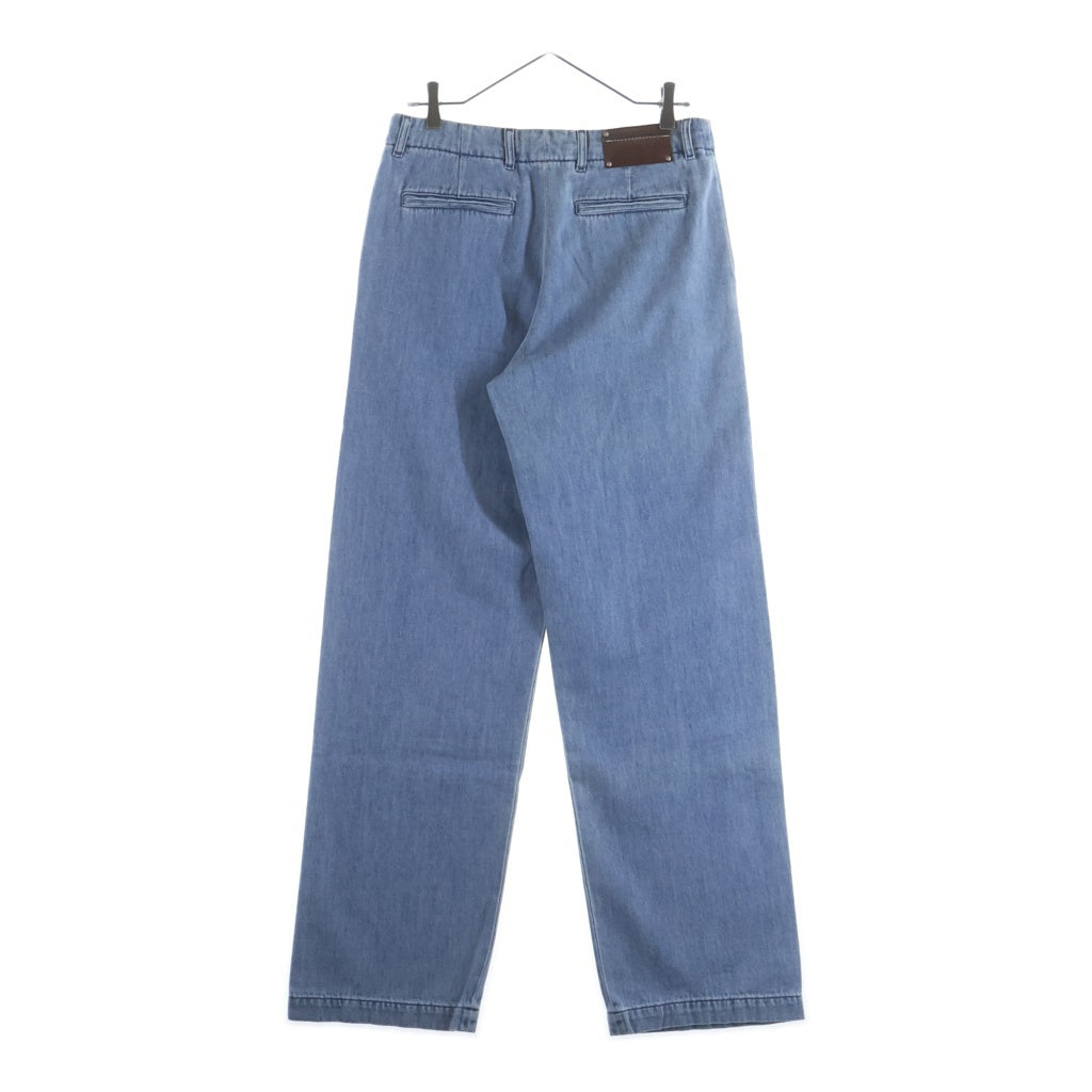 DRIES VAN NOTEN(ドリスヴァンノッテン) 24AW DENIM CHINO ロゴレザーパッチ ワイド デニム チノワークパンツ インディゴ 242-020935