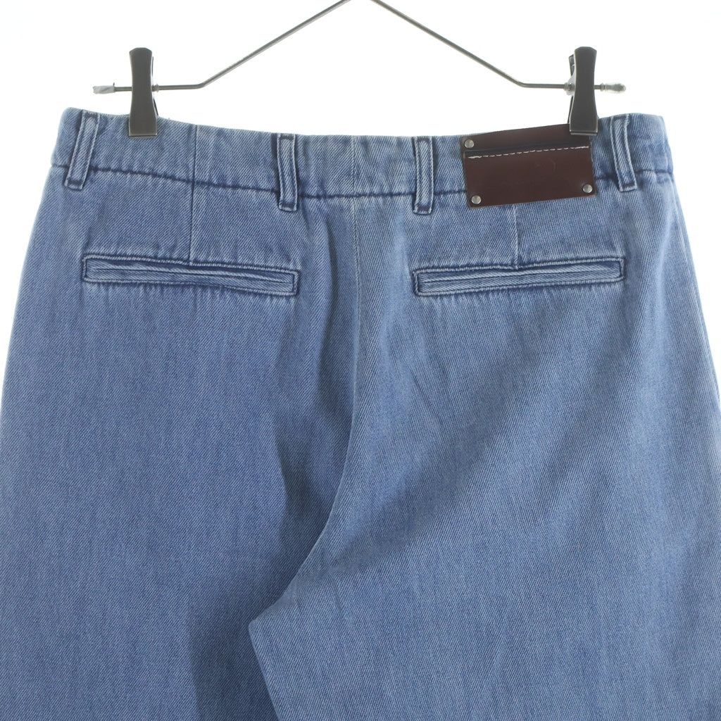 DRIES VAN NOTEN(ドリスヴァンノッテン) 24AW DENIM CHINO ロゴレザーパッチ ワイド デニム チノワークパンツ インディゴ 242-020935