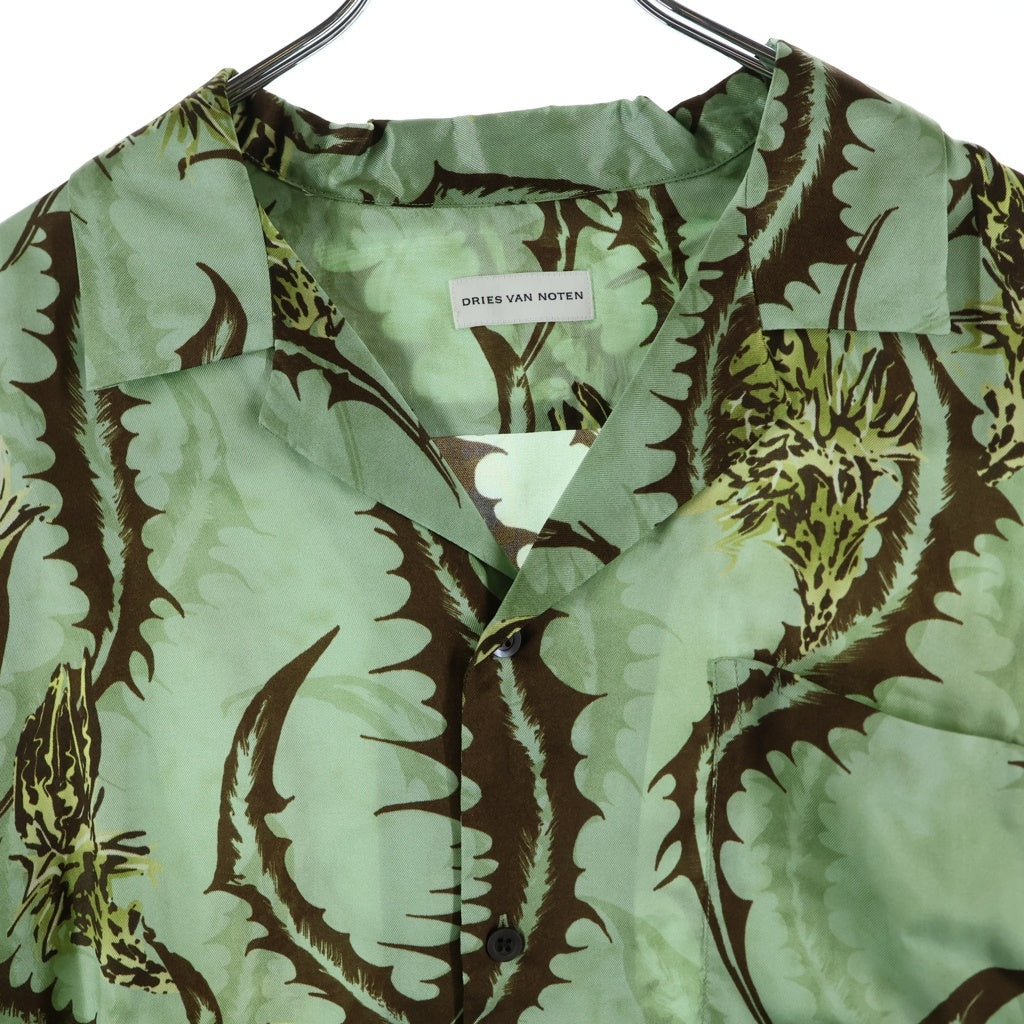 DRIES VAN NOTEN(ドリスヴァンノッテン) 25SS CARLTONE 1001 M.W.SHIRT カールトン ボタニカル総柄 レーヨン オープンカラー半袖シャツ グリーン 251-020742