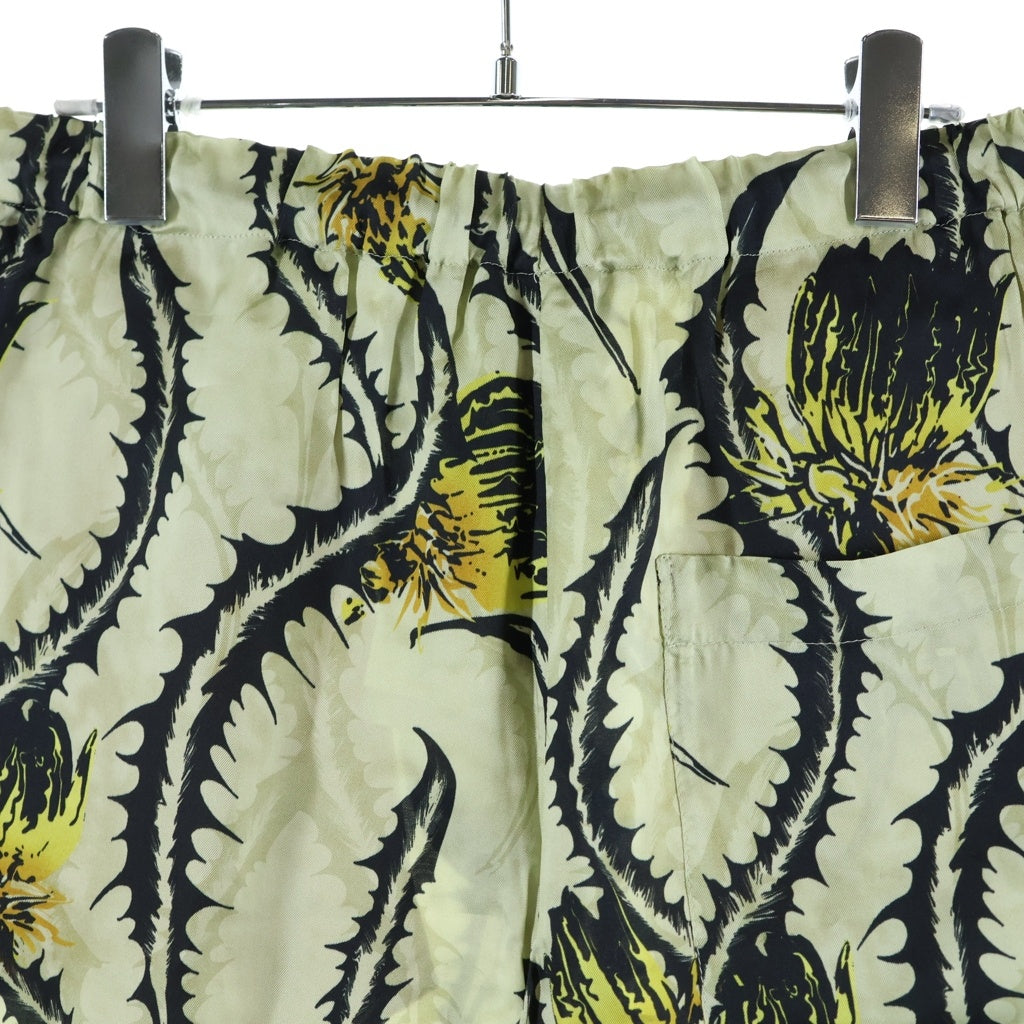 DRIES VAN NOTEN(ドリスヴァンノッテン) 25SS PIPERI 1001 M.W.PANTS ピペリ ボタニカル総柄 レーヨン イージーショーツ ハーフパンツ ベージュ/ブラック 251-020931