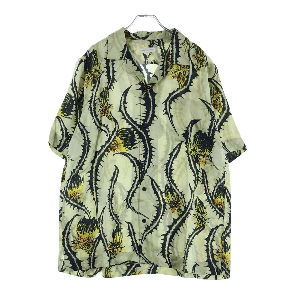 DRIES VAN NOTEN(ドリスヴァンノッテン) 25SS CARLTONE 1001 M.W.SHIRT カールトン ボタニカル総柄 レーヨン オープンカラー半袖シャツ ベージュ/ブラック 251-020742