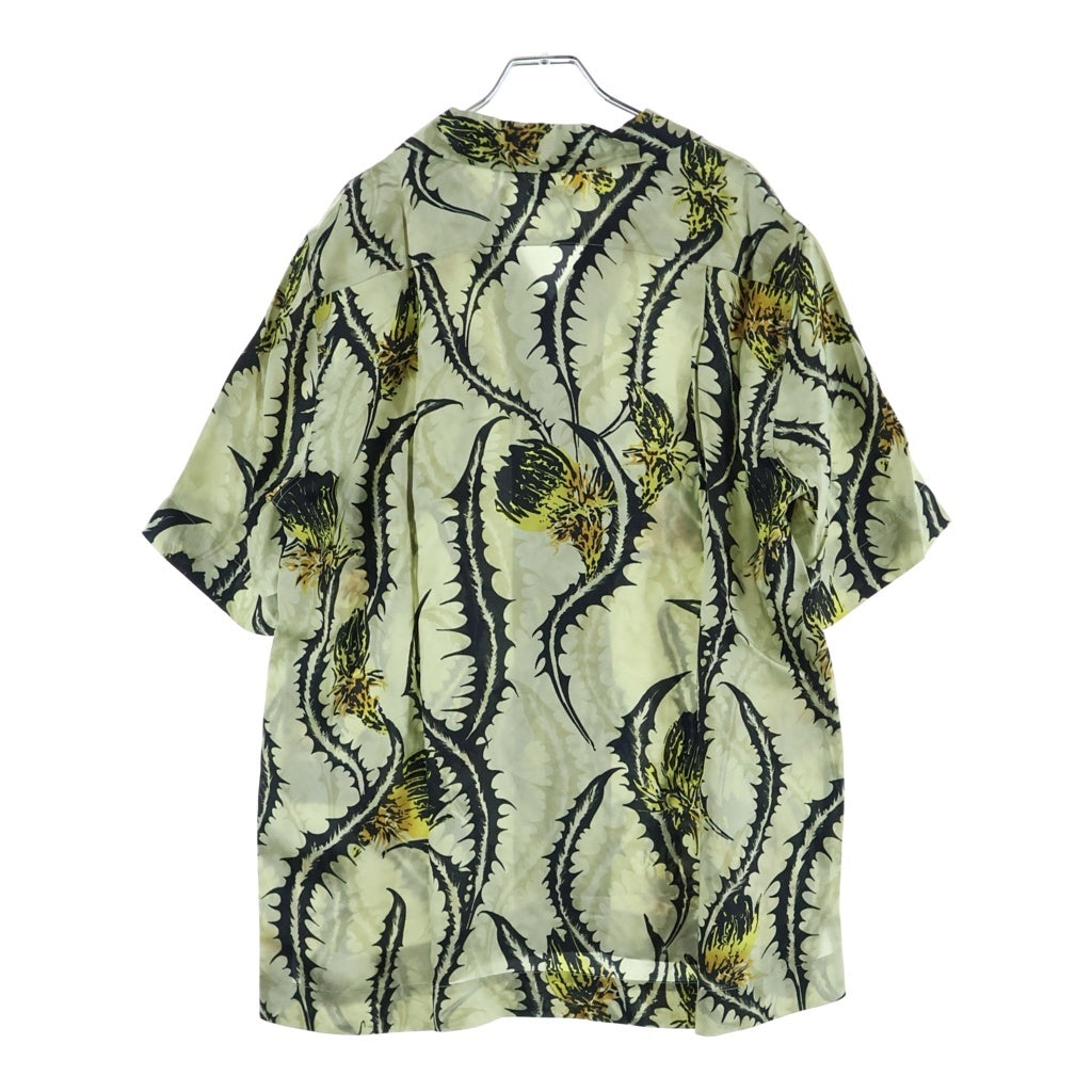 DRIES VAN NOTEN(ドリスヴァンノッテン) 25SS CARLTONE 1001 M.W.SHIRT カールトン ボタニカル総柄 レーヨン オープンカラー半袖シャツ ベージュ/ブラック 251-020742