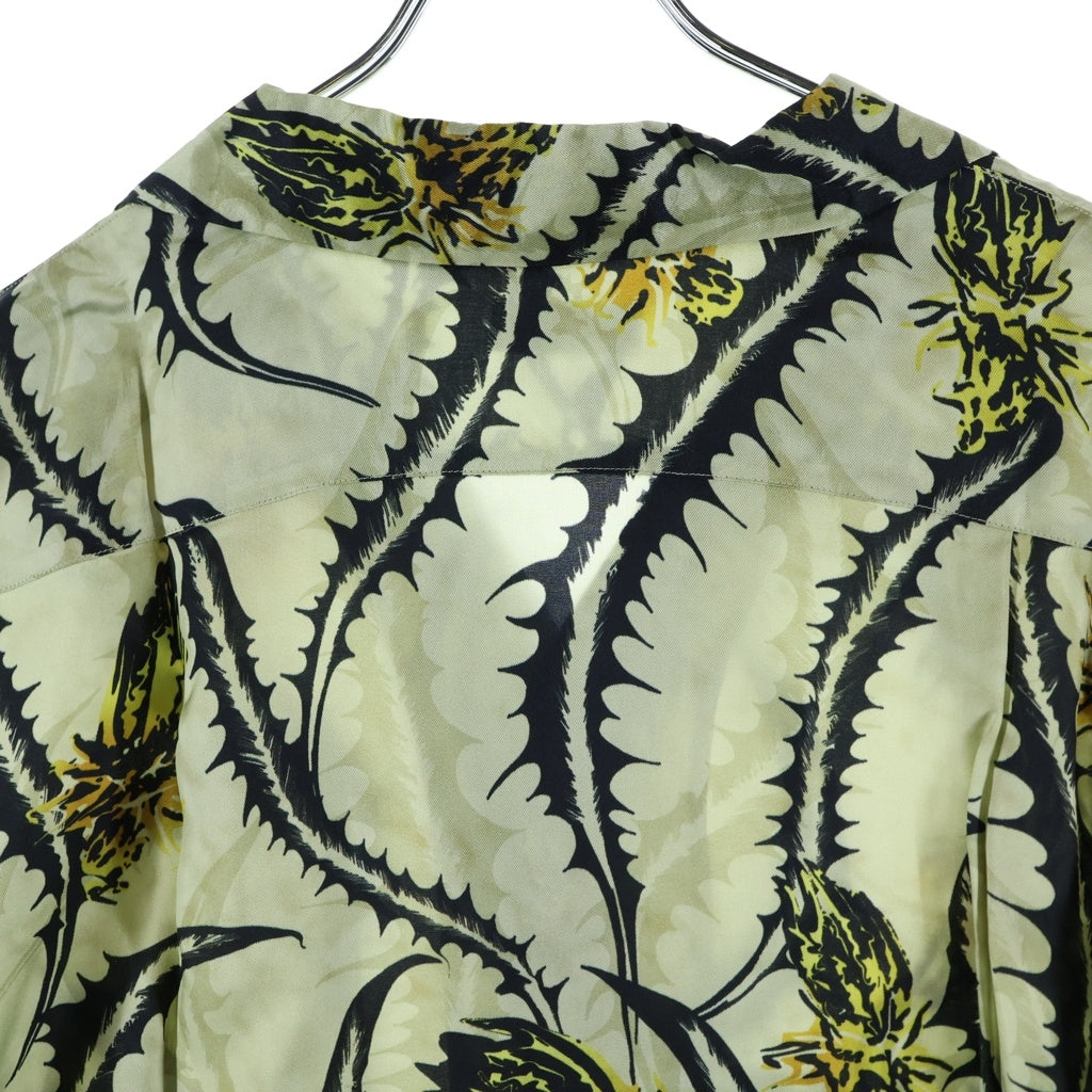 DRIES VAN NOTEN(ドリスヴァンノッテン) 25SS CARLTONE 1001 M.W.SHIRT カールトン ボタニカル総柄 レーヨン オープンカラー半袖シャツ ベージュ/ブラック 251-020742