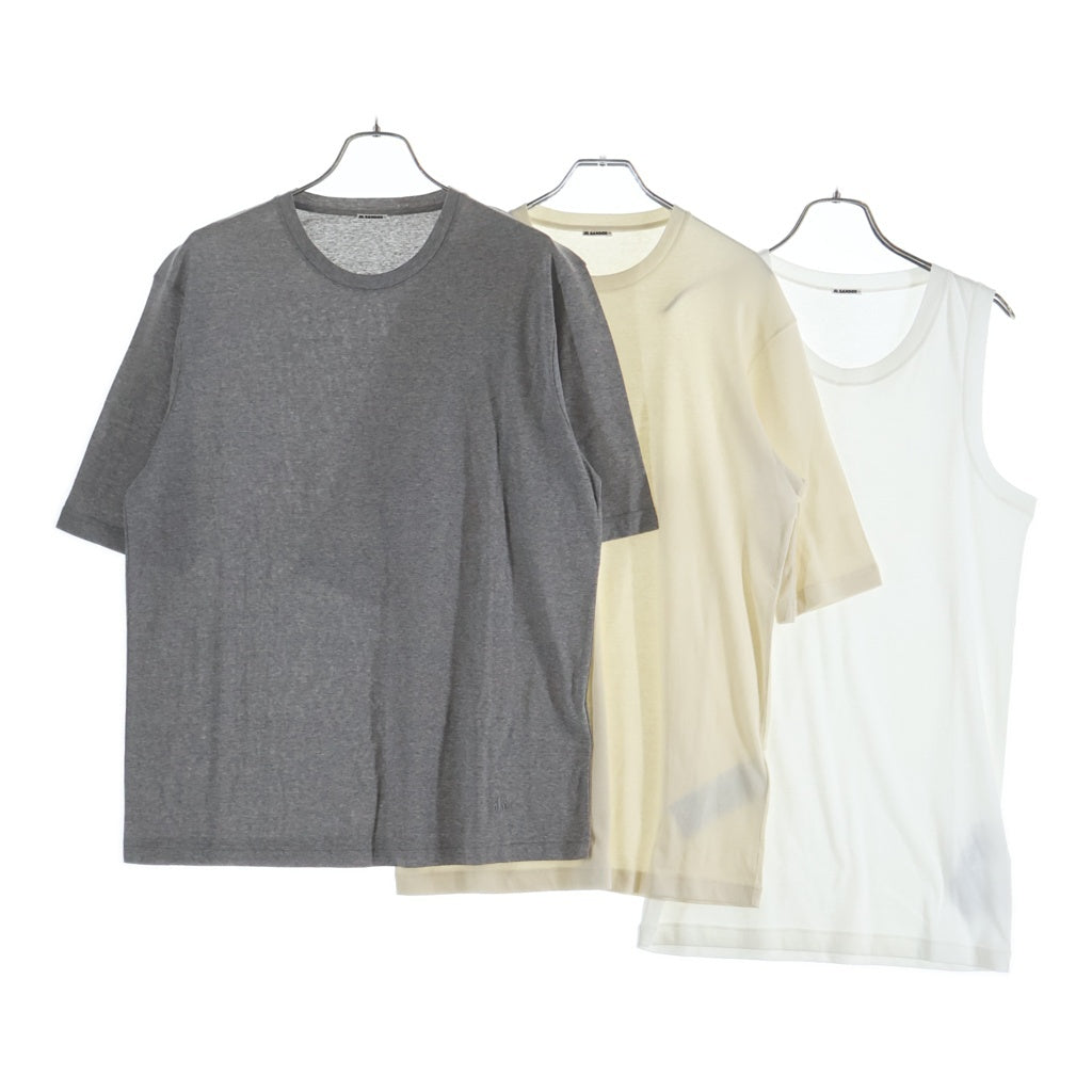 JIL SANDER +(ジルサンダープラス) 24SS KIT T-SHIRT SS 3ピース レイヤードデザイン コットンジャージー クルーネック 半袖Tシャツ タンクトップ カットソー J47FV0103 JTN357