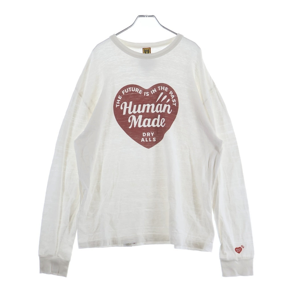 HUMAN MADE(ヒューマンメイド) GRAPHIC L/S T-SHIRT ハートロゴプリント クルーネック 長袖Tシャツ カットソー ホワイト HM28CS035
