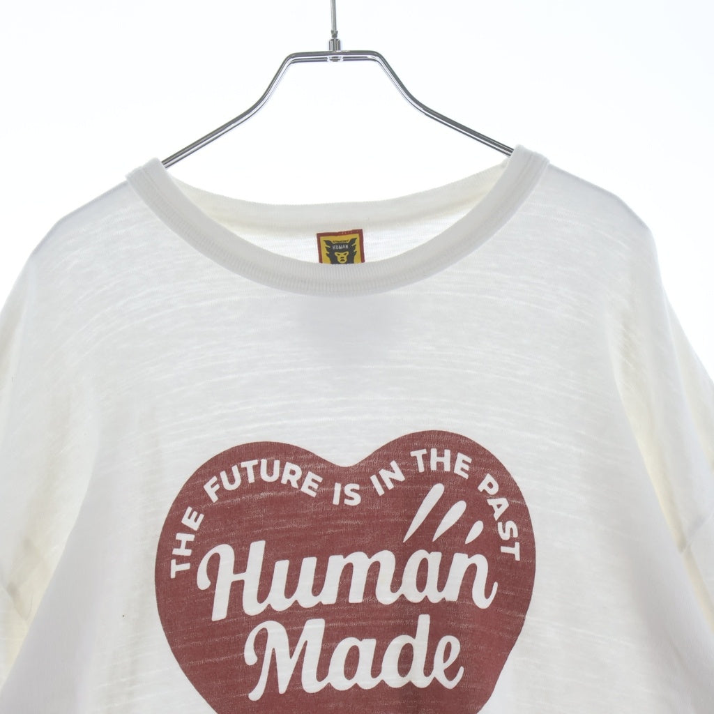 HUMAN MADE(ヒューマンメイド) GRAPHIC L/S T-SHIRT ハートロゴプリント クルーネック 長袖Tシャツ カットソー ホワイト HM28CS035