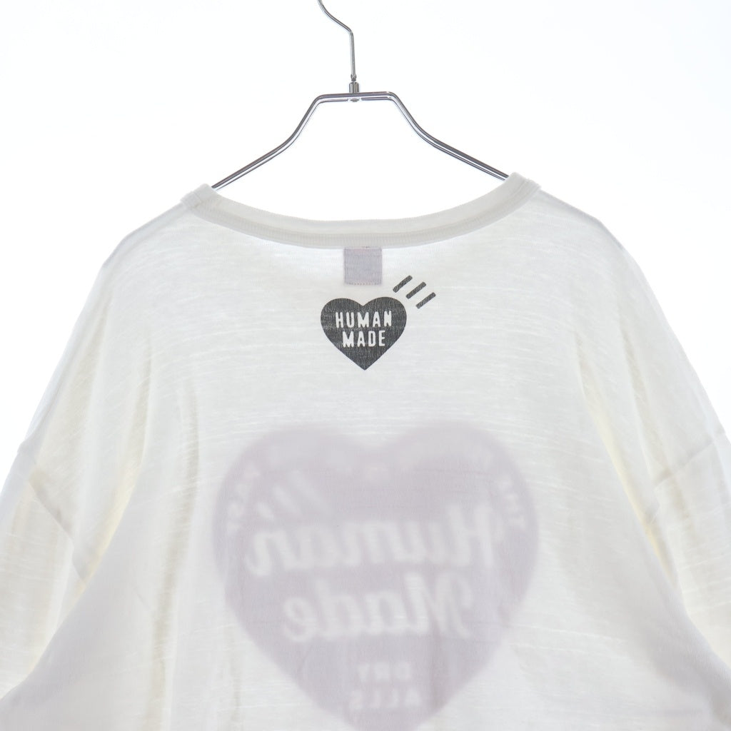HUMAN MADE(ヒューマンメイド) GRAPHIC L/S T-SHIRT ハートロゴプリント クルーネック 長袖Tシャツ カットソー ホワイト HM28CS035