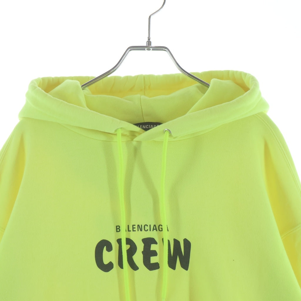 BALENCIAGA(バレンシアガ) 20AW CREW HOODIE ロゴプリント プルオーバースウェットフーディー パーカー イエロー 600583 TIV75