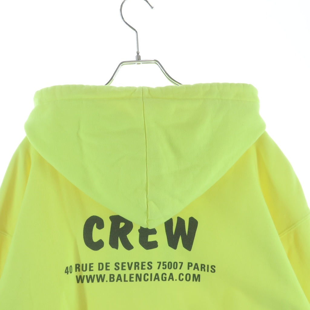 BALENCIAGA(バレンシアガ) 20AW CREW HOODIE ロゴプリント プルオーバースウェットフーディー パーカー イエロー 600583 TIV75