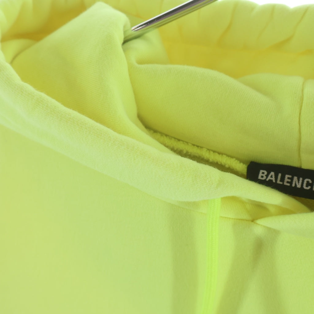 BALENCIAGA(バレンシアガ) 20AW CREW HOODIE ロゴプリント プルオーバースウェットフーディー パーカー イエロー 600583 TIV75