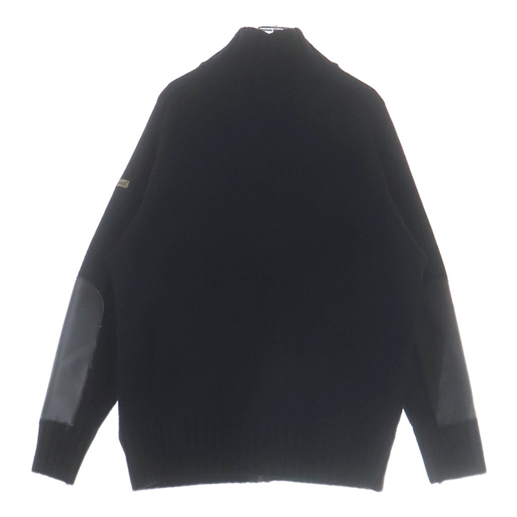 DOLCE & GABBANA(ドルチェアンドガッバーナ) 袖ロゴパッチ フロントドッキング ウール ドライバーズニット ブラック/グレー