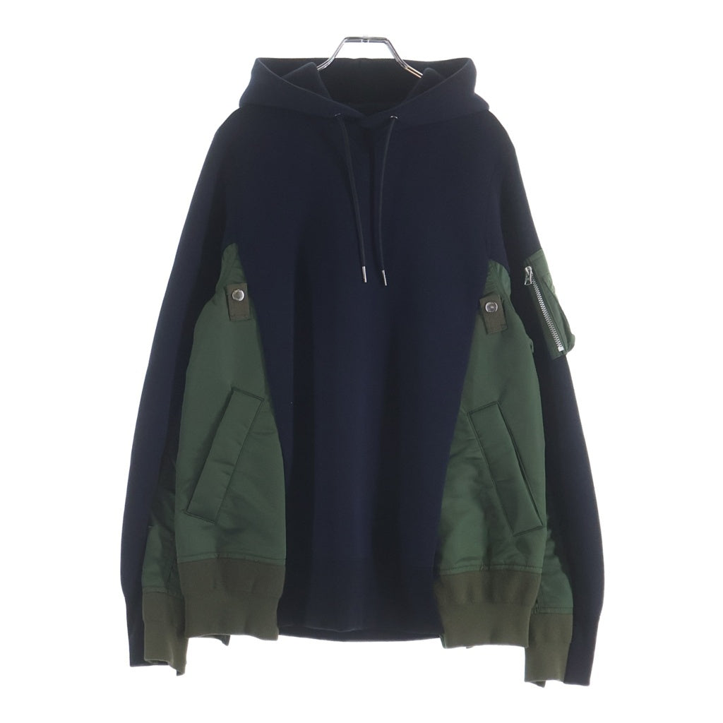Sacai(サカイ) 23AW HYBRID PARKA ハイブリッド ドッキング プルオーバースウェットパーカー フーディー ネイビー/カーキ SCM-057
