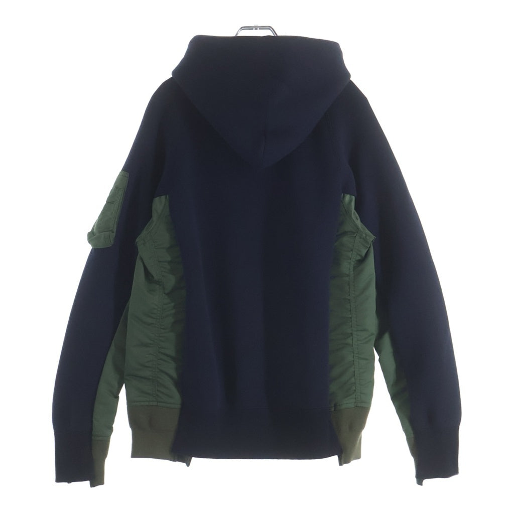 Sacai(サカイ) 23AW HYBRID PARKA ハイブリッド ドッキング プルオーバースウェットパーカー フーディー ネイビー/カーキ SCM-057