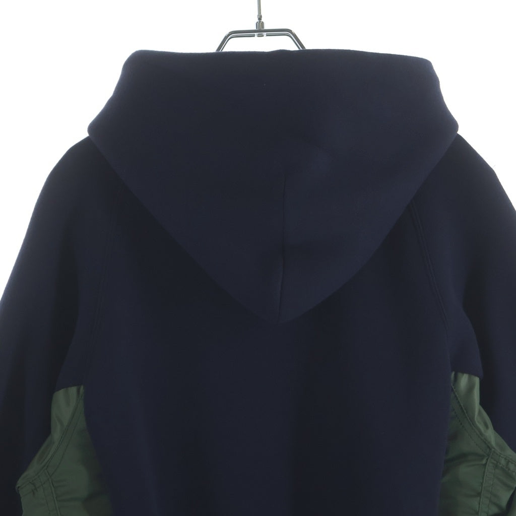 Sacai(サカイ) 23AW HYBRID PARKA ハイブリッド ドッキング プルオーバースウェットパーカー フーディー ネイビー/カーキ SCM-057