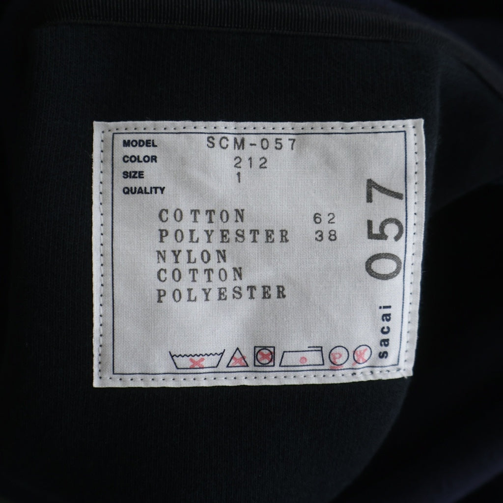 Sacai(サカイ) 23AW HYBRID PARKA ハイブリッド ドッキング プルオーバースウェットパーカー フーディー ネイビー/カーキ SCM-057