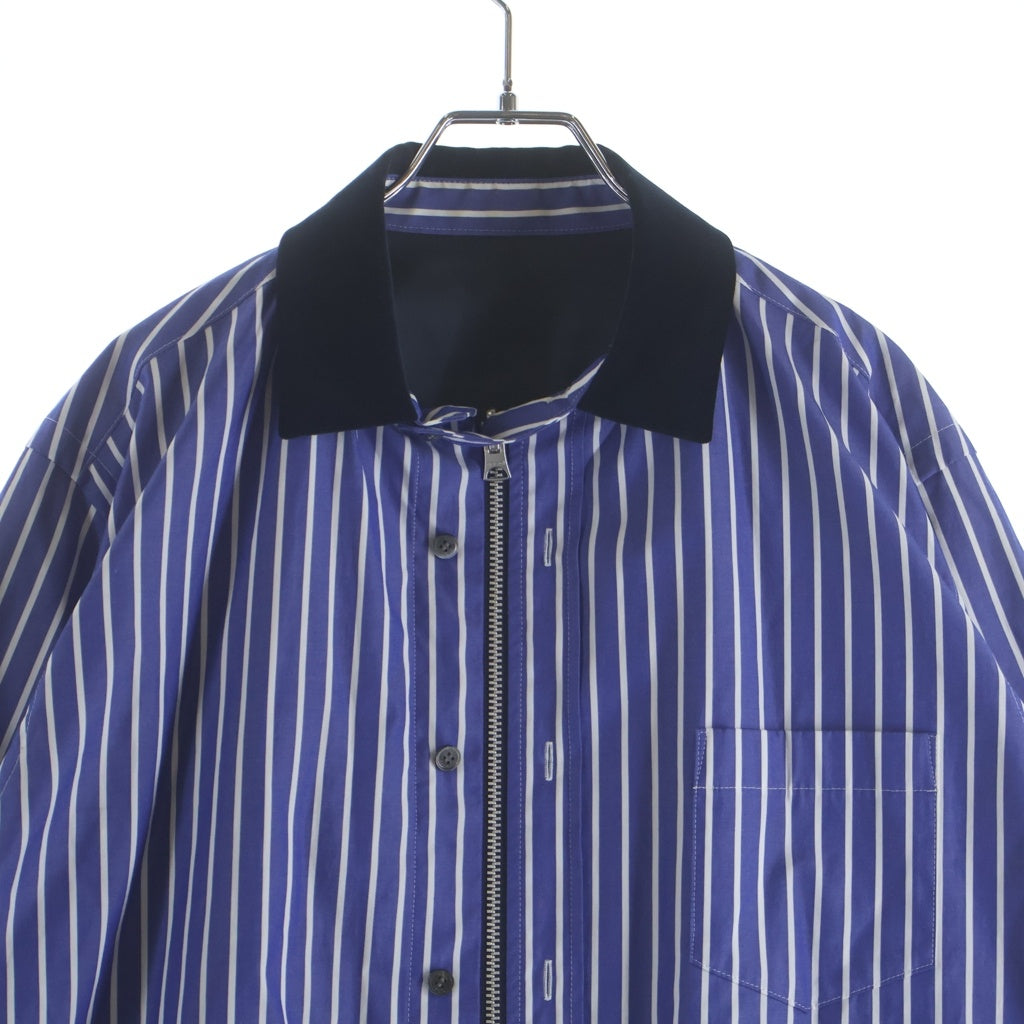 Sacai(サカイ) 20SS Reversible Shirt Blouson リバーシブル ジップアップ シャツブルゾン ジャケット ブラック/ブルー 20-02366M