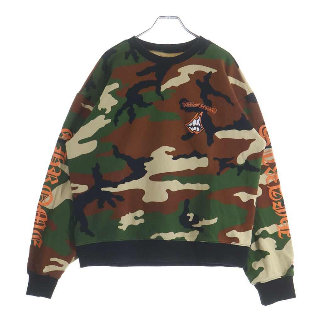 CHROME HEARTS(クロムハーツ) ×MATTY BOY PPO CAUTION CREW マッティボーイ カモフラ総柄 チョンパープリント クルーネックスウェットトレーナー カーキ