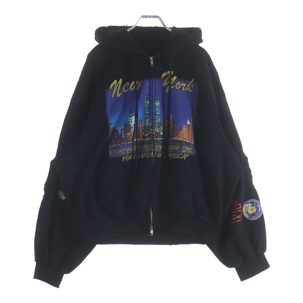 NO BRAND(ノーブランド) PROTOCOL INDEX(プロトコルインデックス) 26SS RECONSTRUCTED SWEATSHIRTS HOODIE 再構築 ダメージ加工 ジップアップスウェットパーカー フーディー PI26SSMH02