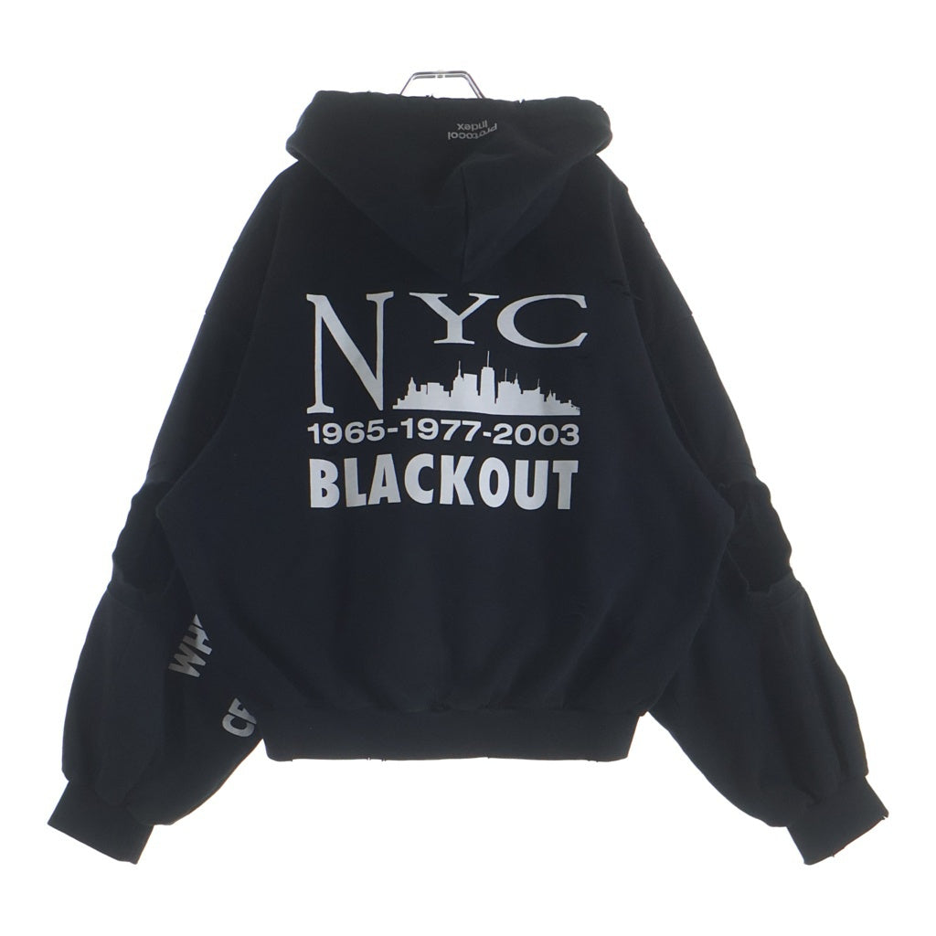 NO BRAND(ノーブランド) PROTOCOL INDEX(プロトコルインデックス) 26SS RECONSTRUCTED SWEATSHIRTS HOODIE 再構築 ダメージ加工 ジップアップスウェットパーカー フーディー PI26SSMH02