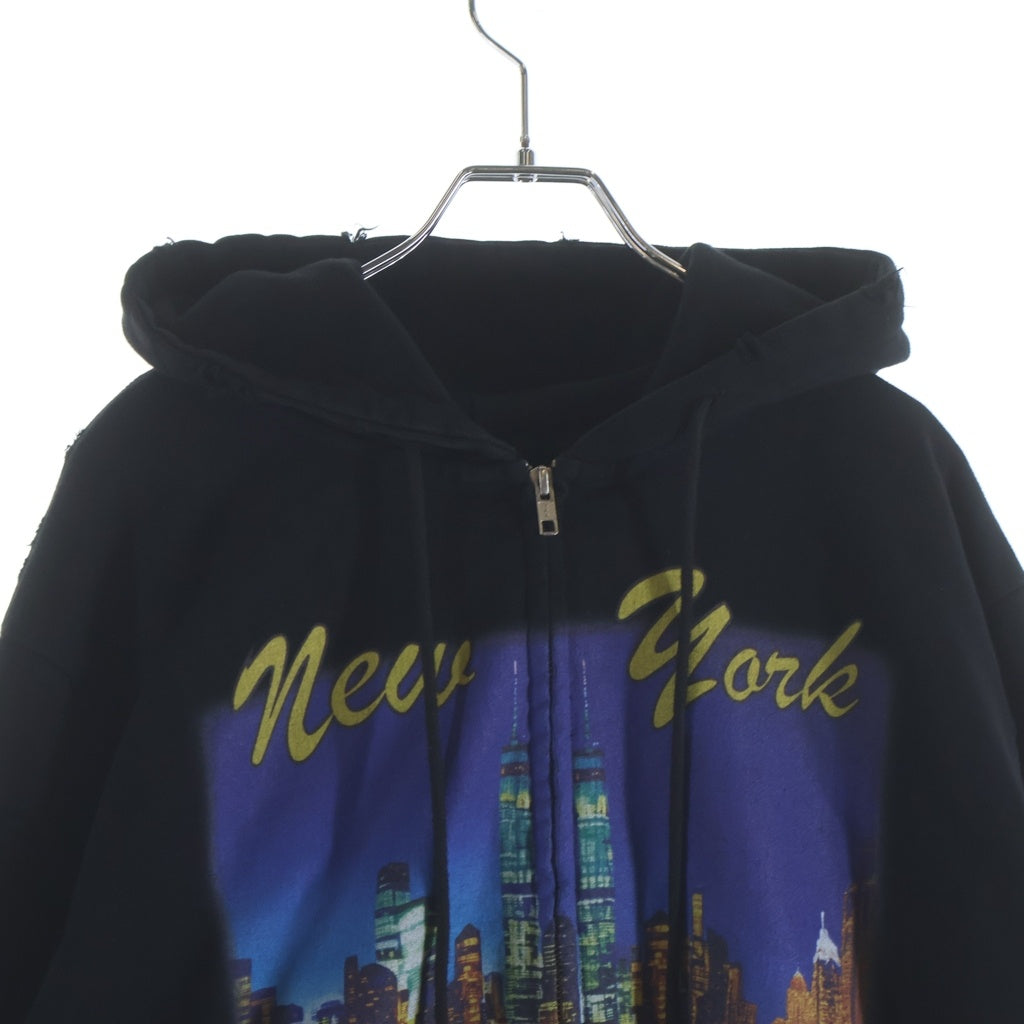 NO BRAND(ノーブランド) PROTOCOL INDEX(プロトコルインデックス) 26SS RECONSTRUCTED SWEATSHIRTS HOODIE 再構築 ダメージ加工 ジップアップスウェットパーカー フーディー PI26SSMH02