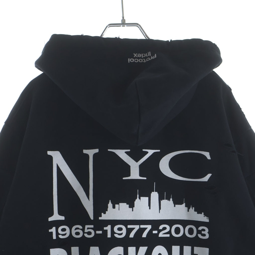NO BRAND(ノーブランド) PROTOCOL INDEX(プロトコルインデックス) 26SS RECONSTRUCTED SWEATSHIRTS HOODIE 再構築 ダメージ加工 ジップアップスウェットパーカー フーディー PI26SSMH02