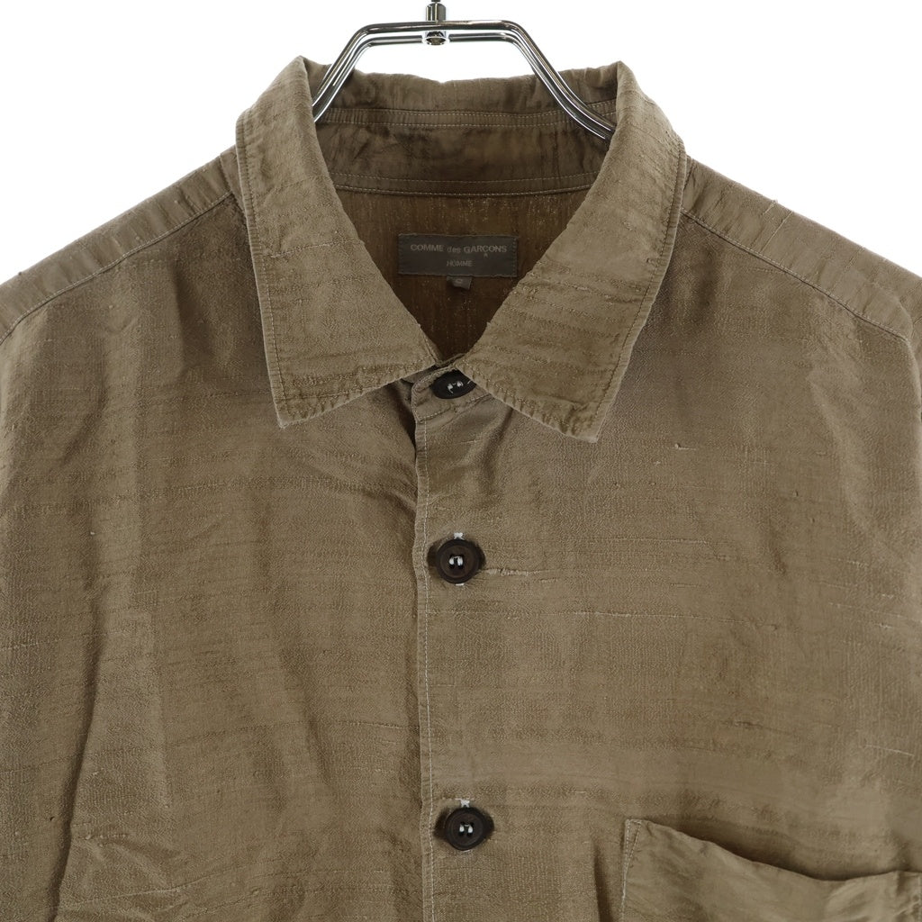 COMME des GARCONS HOMME(コムデギャルソンオム) 02AW AD2002 長袖リネンシャツ ブラウン HI-B015