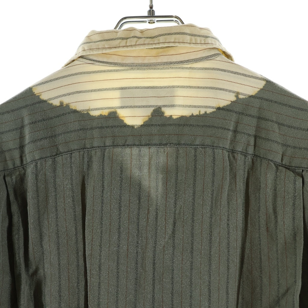 COMME des GARCONS HOMME PLUS(コムデギャルソンオムプリュス) 08AW AD2008 EVER GREEN カラー切り替えデザイン 長袖ストライプシャツ グリーン/イエロー PB-B202