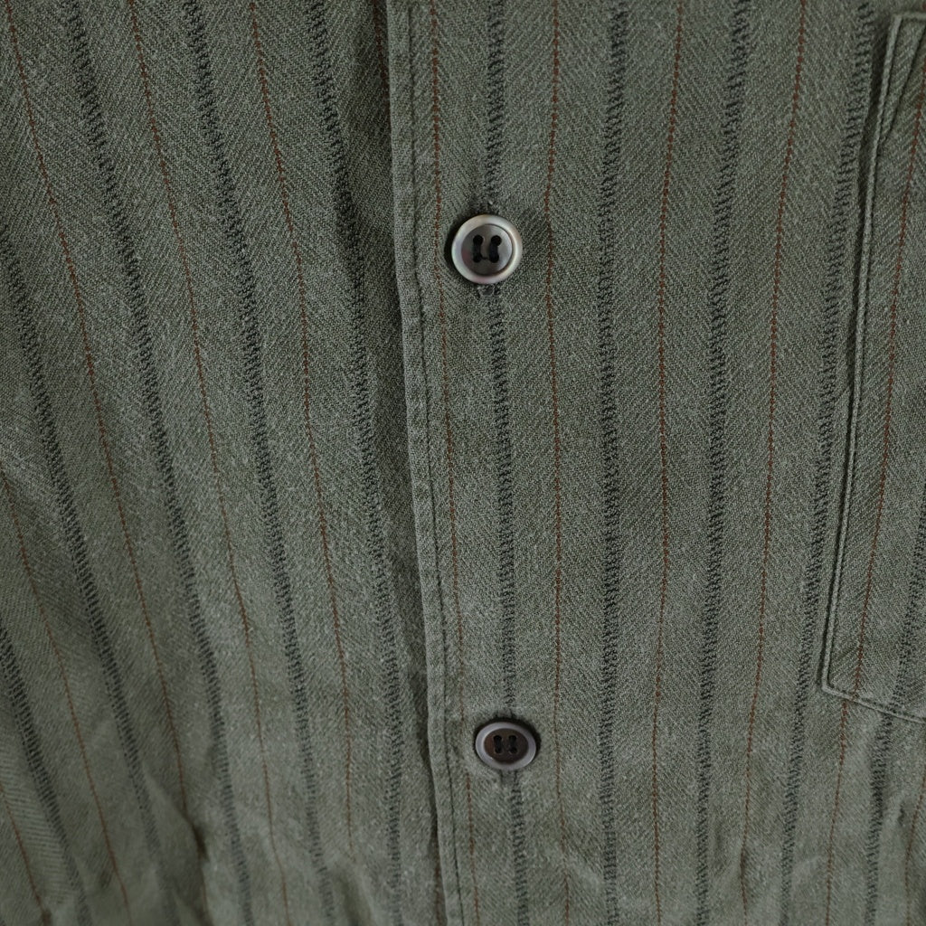 COMME des GARCONS HOMME PLUS(コムデギャルソンオムプリュス) 08AW AD2008 EVER GREEN カラー切り替えデザイン 長袖ストライプシャツ グリーン/イエロー PB-B202