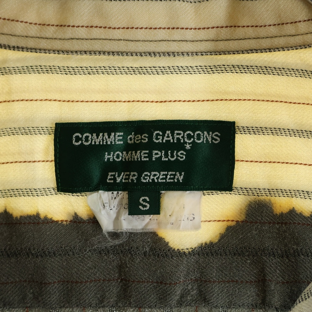 COMME des GARCONS HOMME PLUS(コムデギャルソンオムプリュス) 08AW AD2008 EVER GREEN カラー切り替えデザイン 長袖ストライプシャツ グリーン/イエロー PB-B202
