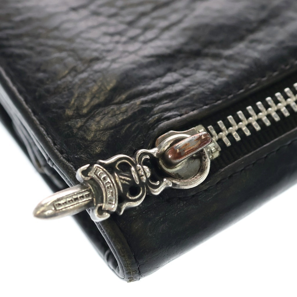 CHROME HEARTS(クロムハーツ) GREASY グリーシー クロスボールボタン レザーロングウォレット 長財布 ブラック