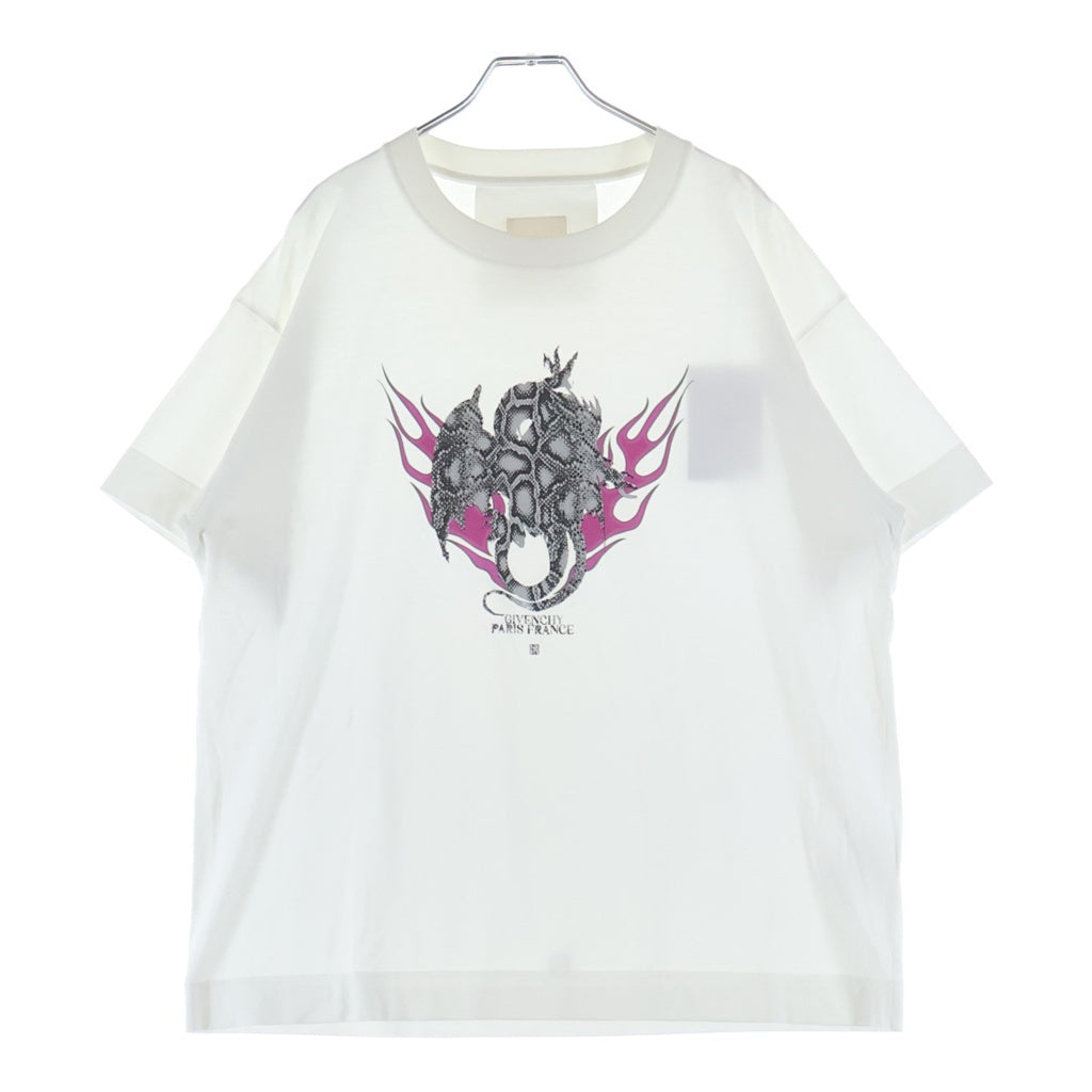 GIVENCHY(ジバンシィ) 24SS BOXY S/S T-SHIRT フロントプリントTシャツ 半袖クルーネックカットソー ホワイト BM71JB3YJY