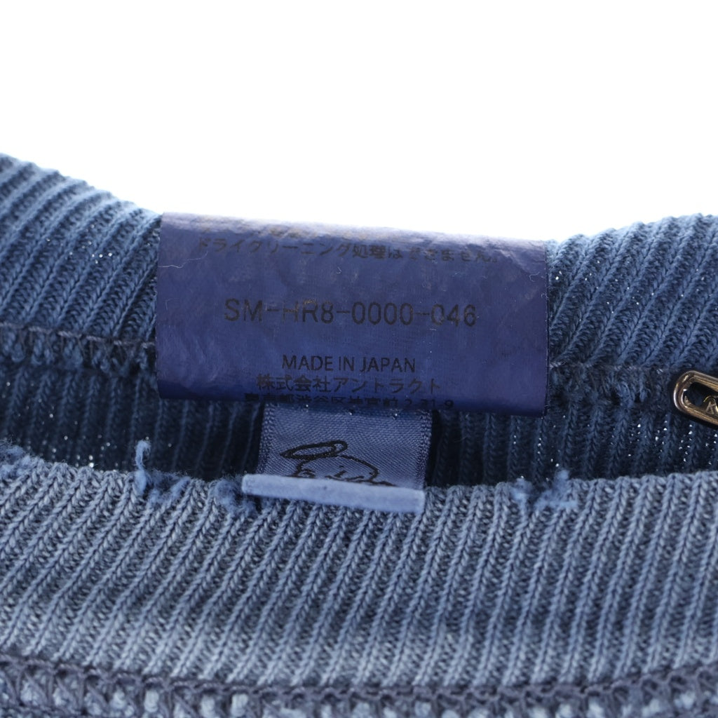 SAINT MICHAEL(セントマイケル) 25SS SAINT CRW-N SWEAT ヴィンテージ加工 フロントワッペンロゴ クルーネックスウェットトレーナー ブルー SM-HR8-0000-046