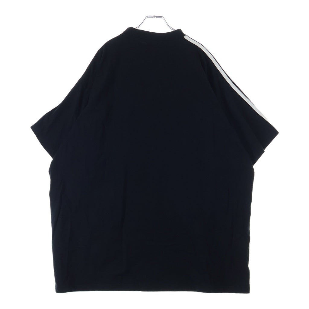 BALENCIAGA(バレンシアガ) 23SS ×adidas アディダス 3ストライプ ロゴプリントTシャツ 半袖クルーネックカットソー ブラック 739101 TNVA6