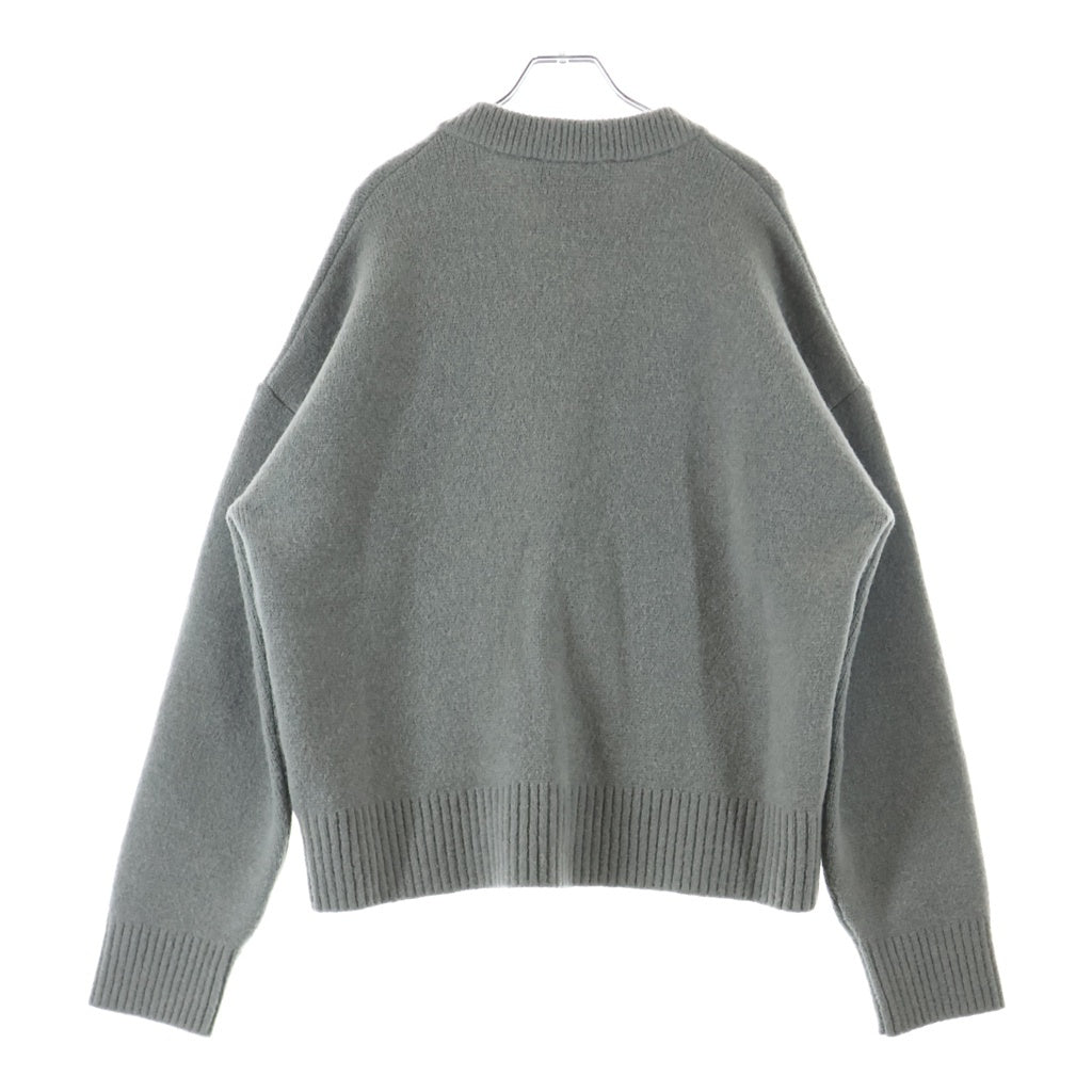 AMI Alexandre Mattiussi(アミアレクサンドルマテュッシ) 26SS 胸ハートロゴ アルパカウールカーディガン グレー UKC365.KN0135