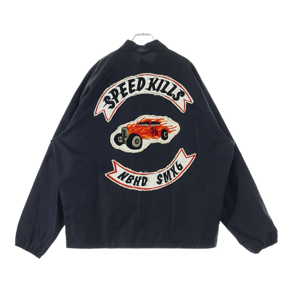 SAINT MICHAEL(セントマイケル) 25SS ×NEIGHBORHOOD STHD . JACKET SNTHD ネイバーフッド モーターサイクルタイプ ナイロンジャケット ジップアップブルゾン ブラック/レッド SM-HR8-0000-C73
