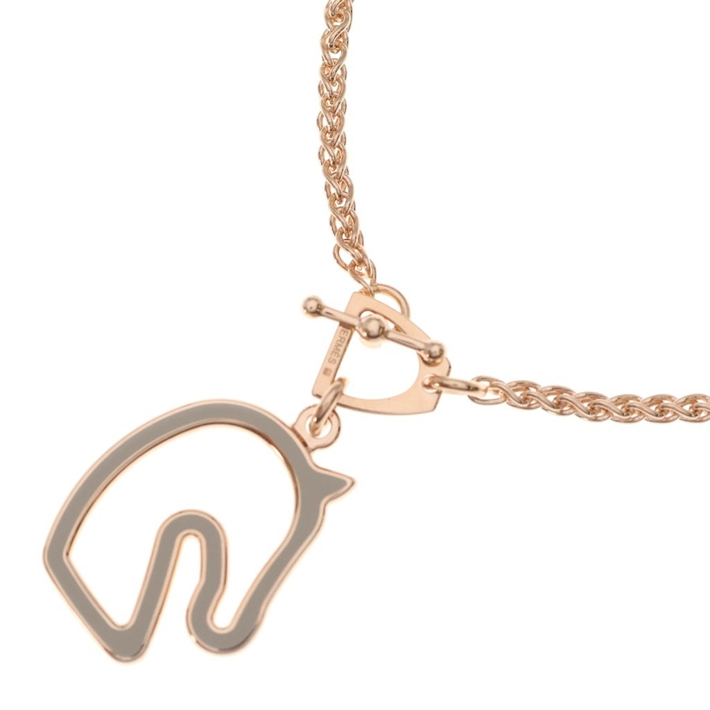 HERMES(エルメス) TONNERRE PM トネール シュヴァル マロングラッセ チェーンネックレス ピンクゴールド レディース