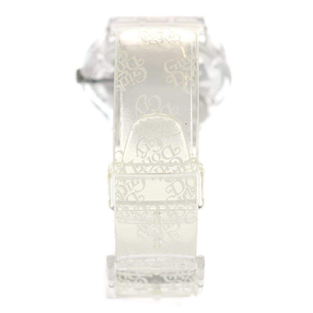 SWATCH(スウォッチ) ×GIRLS DON'T CRY BY VERDY ガールズドントクライ バイ ヴェルディ クウォーツ式 ロゴ総柄 ラバーバンドウォッチ 腕時計 クリア/ホワイト SO28Z129