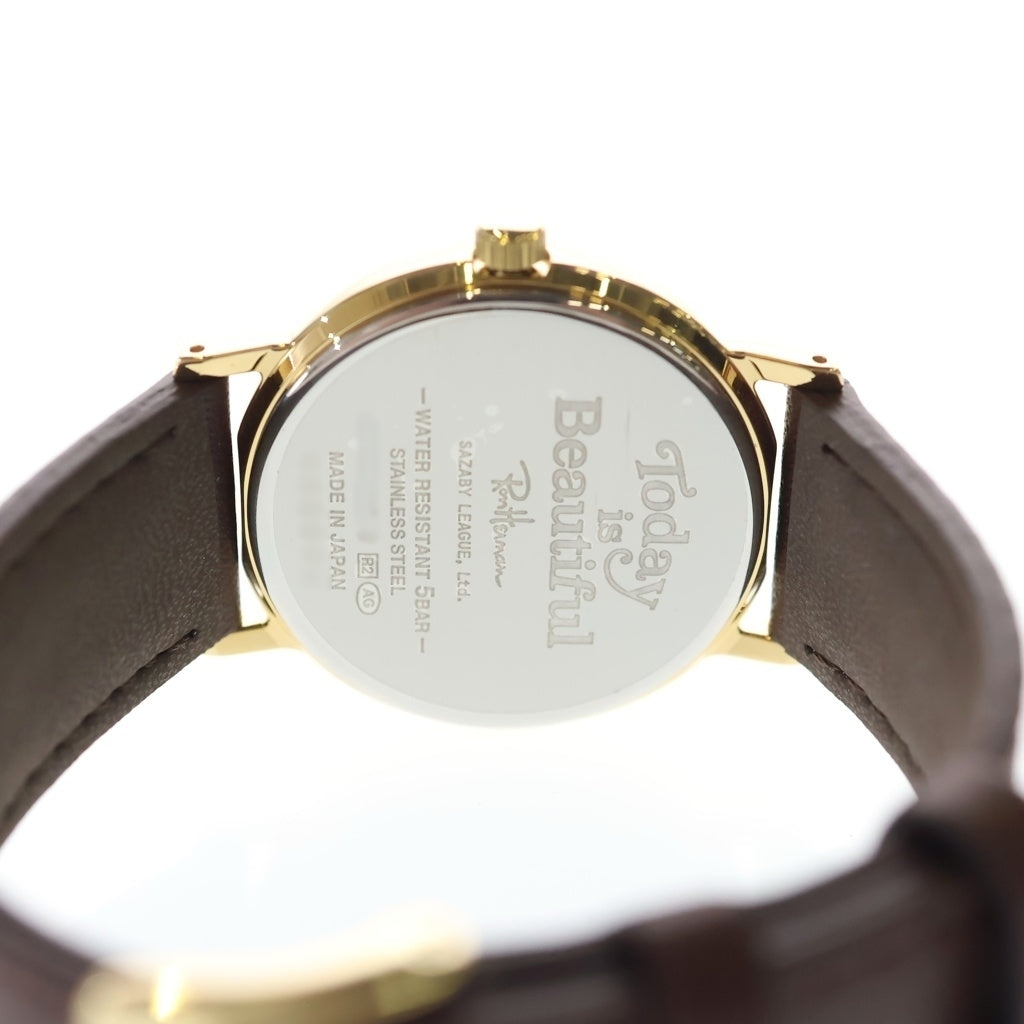 RON HERMAN(ロンハーマン) DISNEY SPECIAL COLLECTION MINNIE WATCH ディズニースぺシャルエディション ミニー クウォーツ式 レザーベルト ゴールド文字盤 腕時計 ブラウン/ゴールド レディース