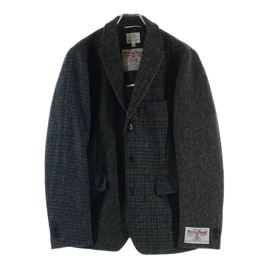 BEAUTY&YOUTH UNITED ARROWS(ビューティーアンドユースユナイテッドアローズ) ×HARIS TWEED ハリスツイード クレイジーパターンカバーオール ツイード 3Bウールテーラードジャケット グレー 1222-139-0704