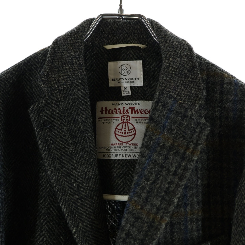 BEAUTY&YOUTH UNITED ARROWS(ビューティーアンドユースユナイテッドアローズ) ×HARIS TWEED ハリスツイード クレイジーパターンカバーオール ツイード 3Bウールテーラードジャケット グレー 1222-139-0704