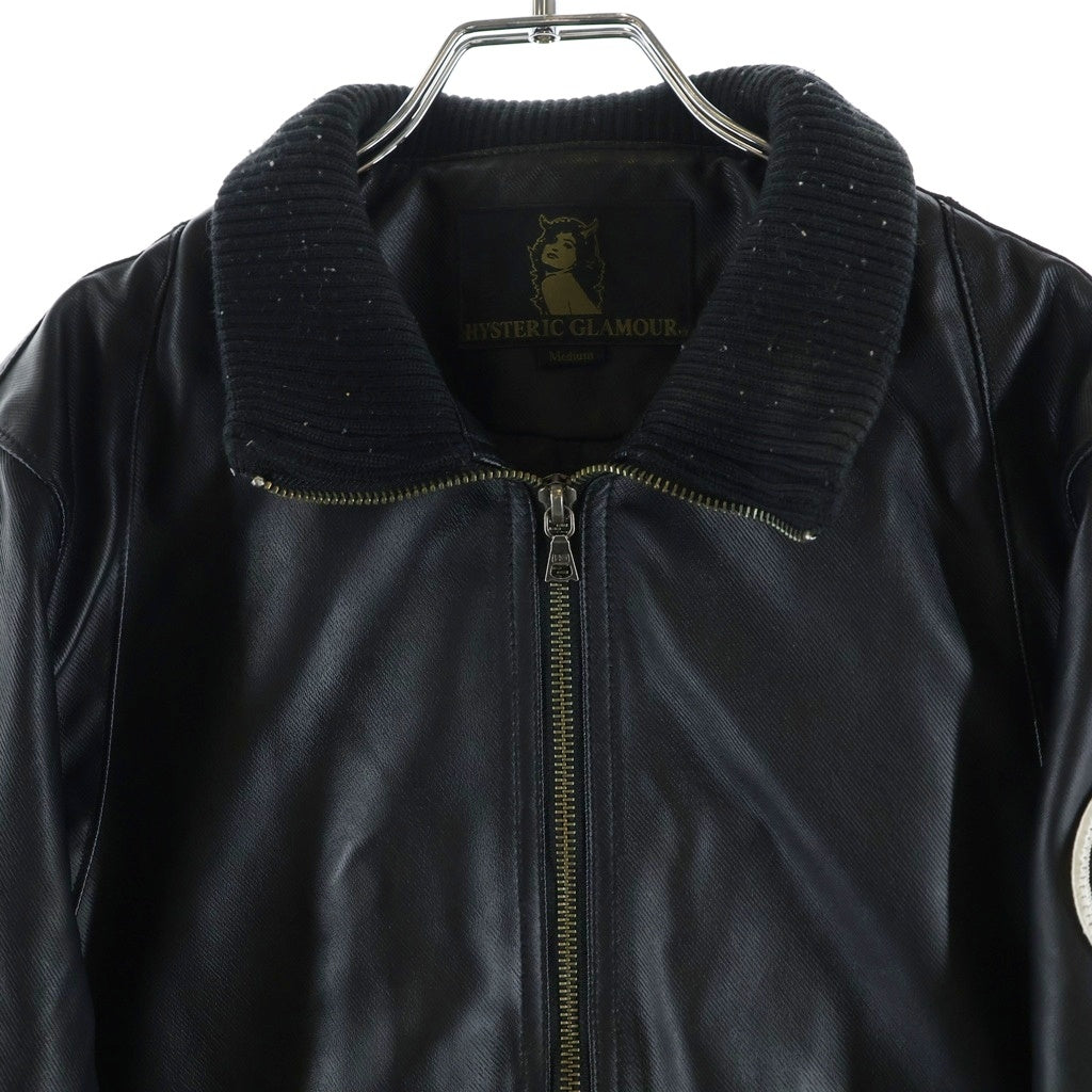 HYSTERIC GLAMOUR(ヒステリックグラマー) プリマロフト ニューレイド ツイルジップアップリブブルゾン ジャケット ブラック 0224AB04