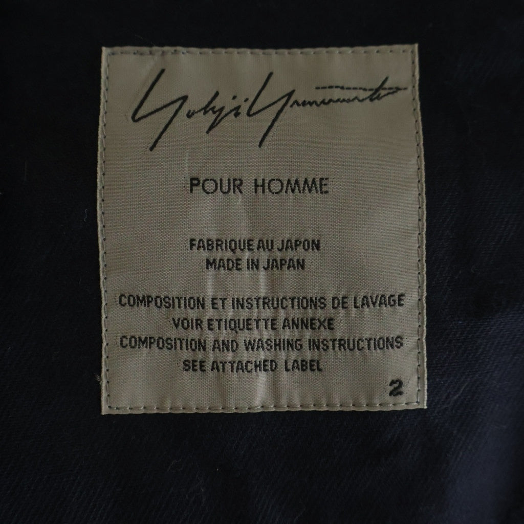 Yohji Yamamoto POUR HOMME(ヨウジヤマモト プールオム) 16SS TAILORED JACKET バックファスナー コットン シングルテーラードジャケット ネイビー HO-J71-042