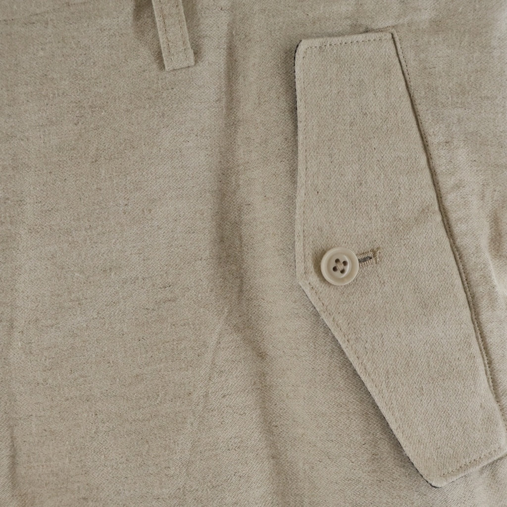 Y's for men(ワイズフォーメン) 24AW Z-Flap Pants リネン混 Zフラップ ワイドパンツ ベージュ MO-P15-008