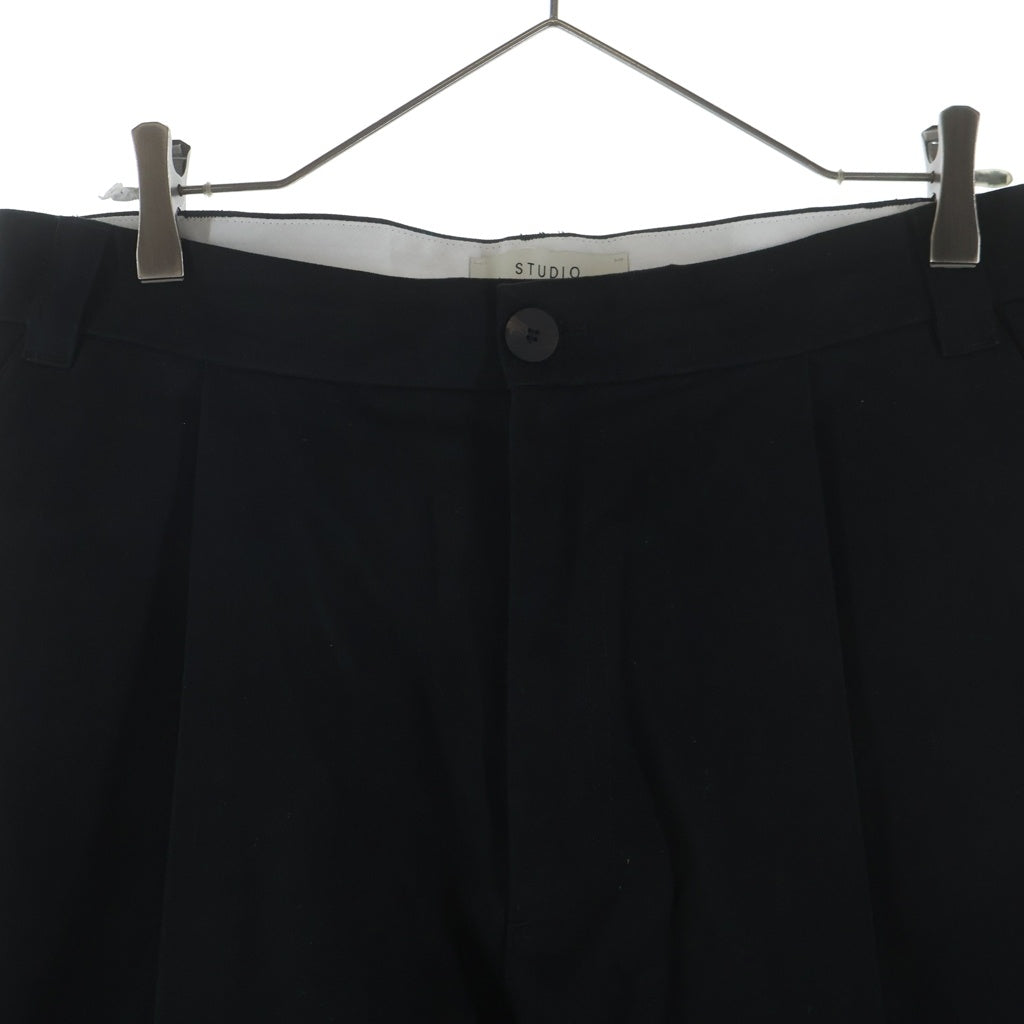 STUDIO NICHOLSON(スタジオニコルソン) SORTE PEACHED COTTON TWILL PANTS ソルテピーチド コットンツイルパンツ ブラック 51-10-799001