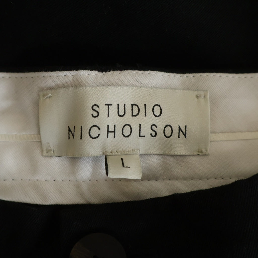 STUDIO NICHOLSON(スタジオニコルソン) SORTE PEACHED COTTON TWILL PANTS ソルテピーチド コットンツイルパンツ ブラック 51-10-799001