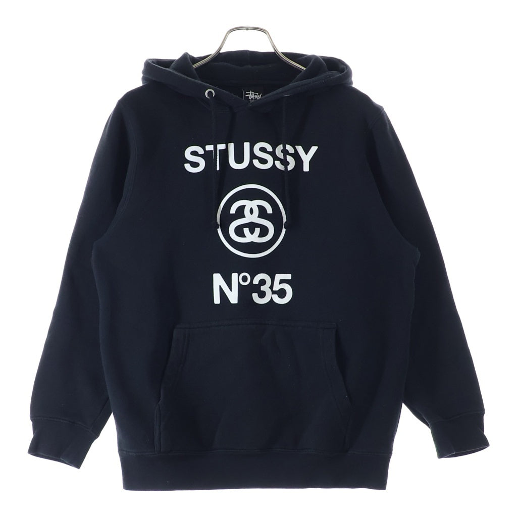 STUSSY(ステューシー) ×FRAGMENT DESIGN フラグメントデザイン フロントロゴプリント プルオーバーフーディー パーカー ブラック