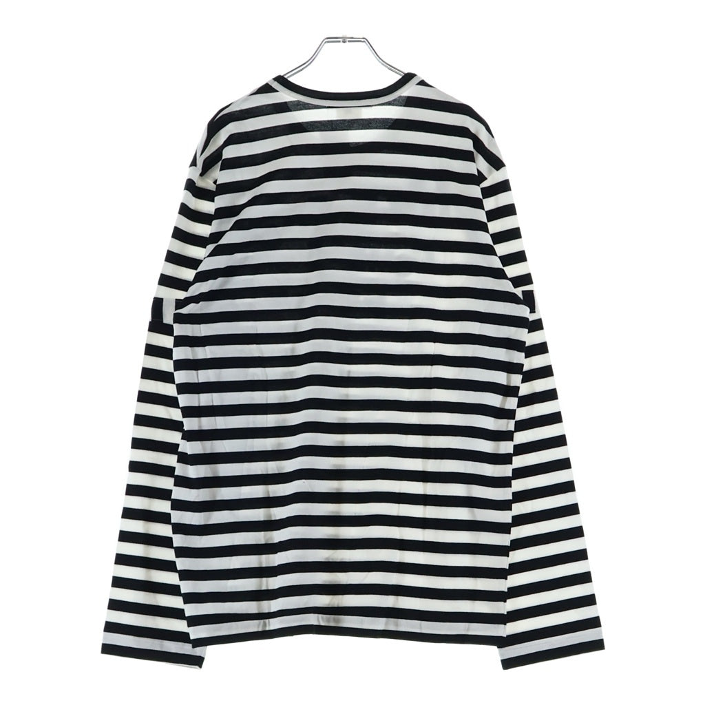 COMME des GARCONS(コムデギャルソン) AD2020 ボーダー ロゴプリント クルーネック長袖Tシャツ カットソー レディース ブラック/ホワイト OZ-T213