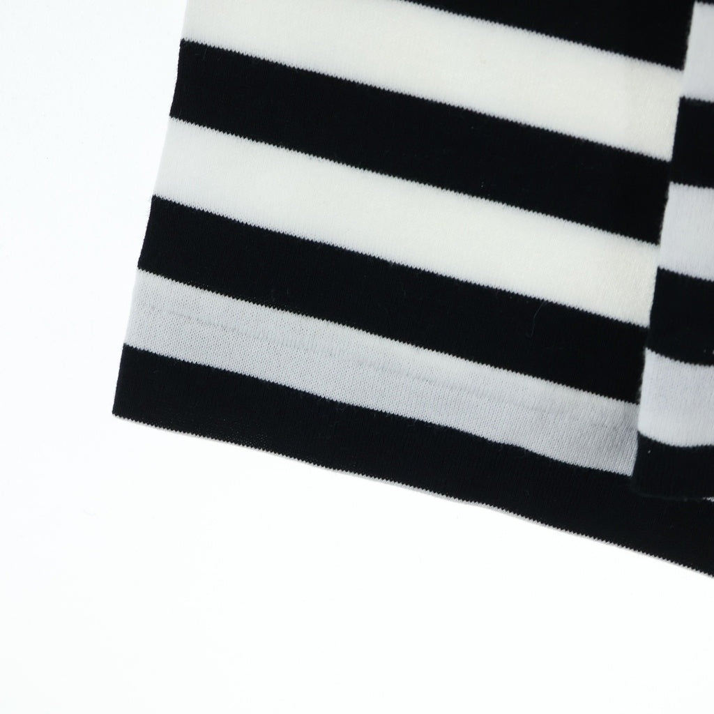 COMME des GARCONS(コムデギャルソン) AD2020 ボーダー ロゴプリント クルーネック長袖Tシャツ カットソー レディース ブラック/ホワイト OZ-T213