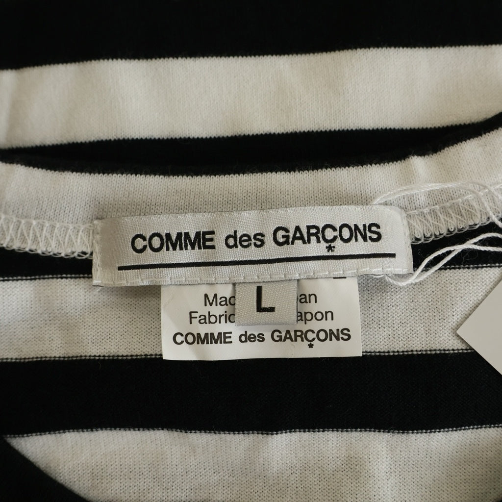 COMME des GARCONS(コムデギャルソン) AD2020 ボーダー ロゴプリント クルーネック長袖Tシャツ カットソー レディース ブラック/ホワイト OZ-T213