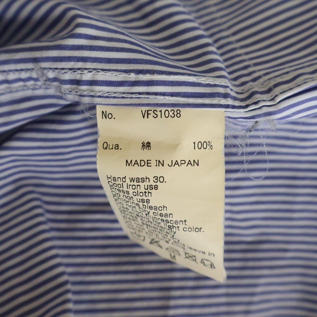 DENIM BY VANQUISH & FRAGMENT(デニムバイヴァンキッシュアンドフラグメント) DENIM IS A PART OF MY LIFE デニムイズアパートオブマイライフ フロントプリント ストライプ 長袖シャツ ブルー